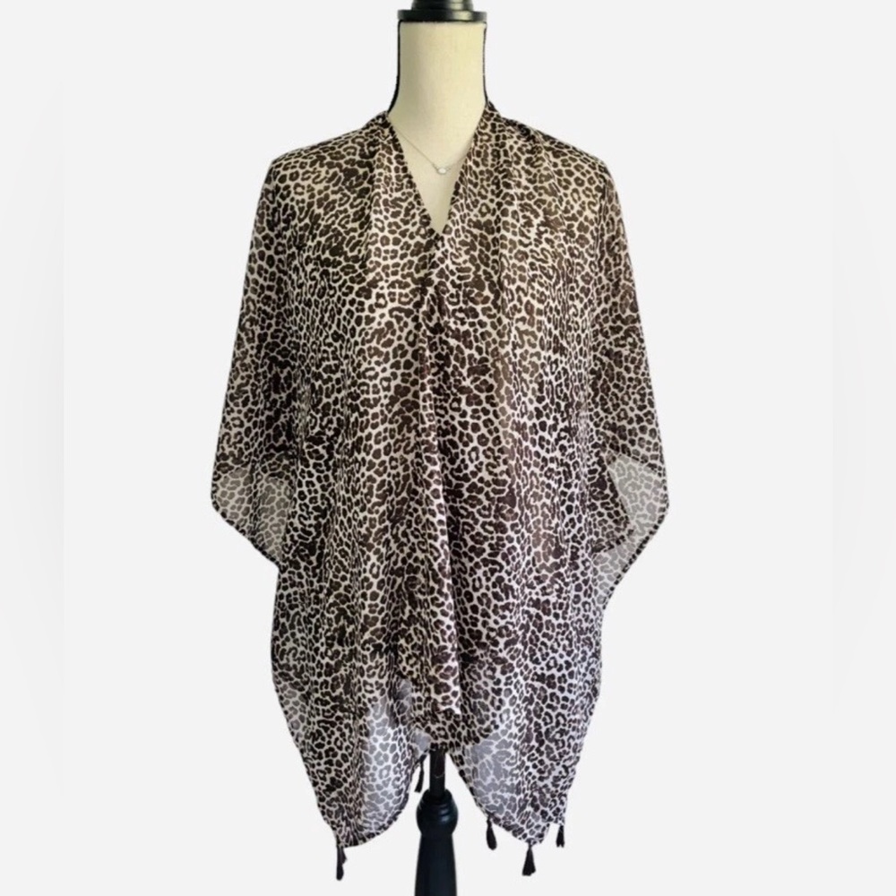 EUC New York & Company Leopard Print Kimono Beach Coverup Size: S/M